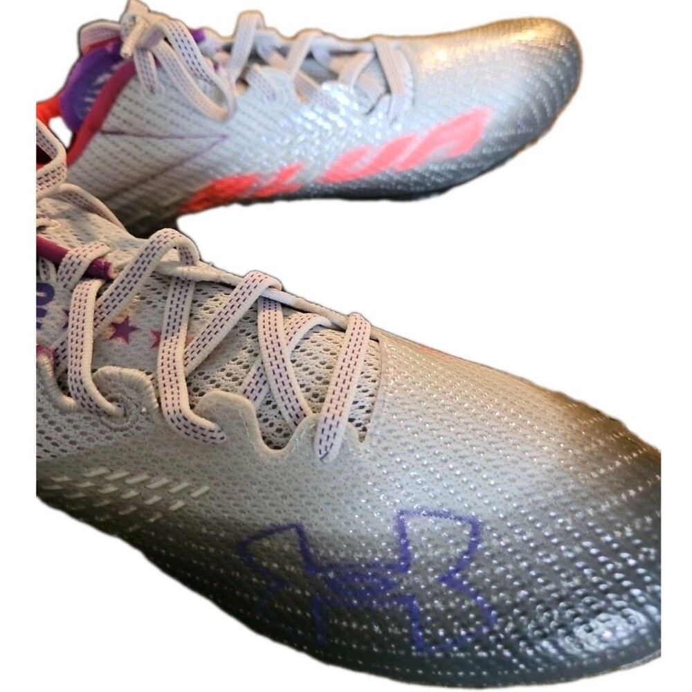 Under Armour UA Blur Smoke MC Womens Gray Purple Soccer/Lacrosse Cleats SZ 8.5 - Picture 6 of 9